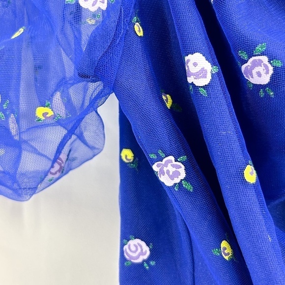 Alice McCall Royal Blue Mood For Love Midi Dress Floral Glitter Tiered Skirt NWT - Picture 8 of 11